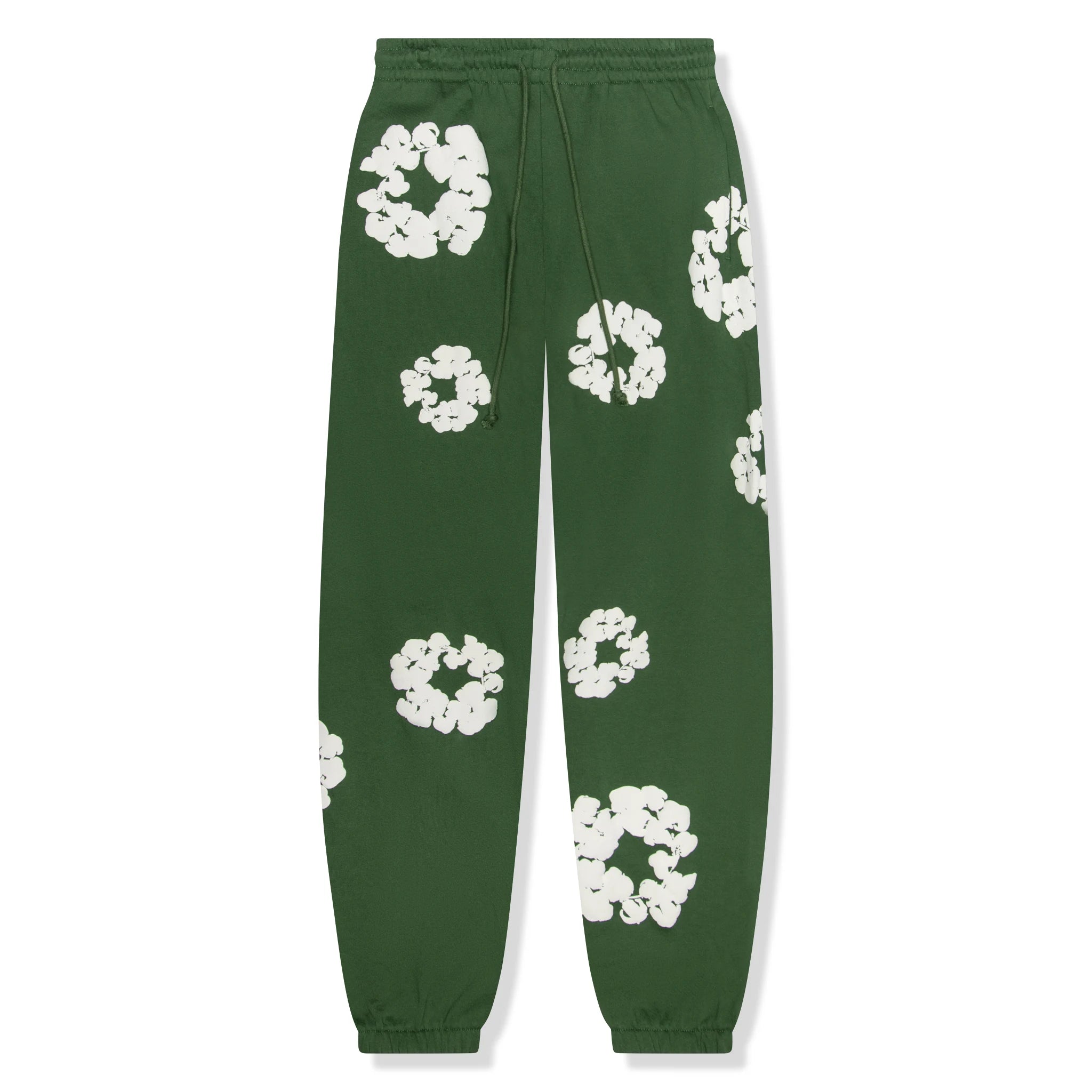 Front view of Denim Tears The Cotton Wreath Green Sweatpants
